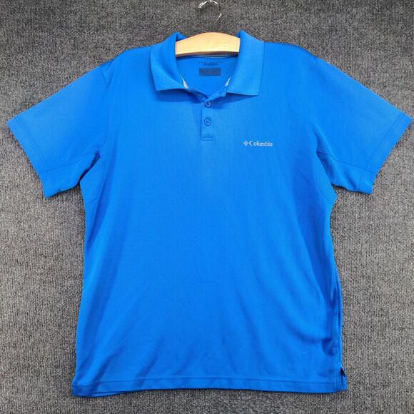 Columbia Omni-Shade Men's Polo Shirt Blue XL Short Sleeve Sun Protection - Picture 2 of 14
